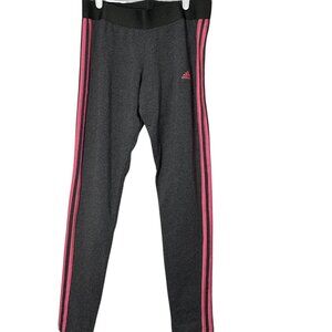 Adidas Dark Grey Heather Rose Tone Essentials 3-Stripes Cotton Leggings NWT L